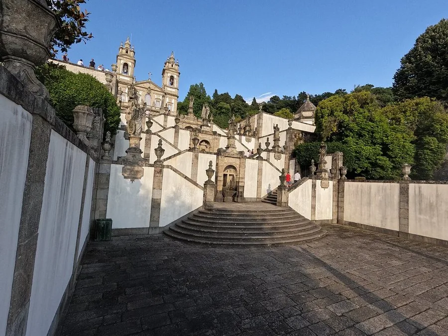 Looking up the stairway towards the basilica